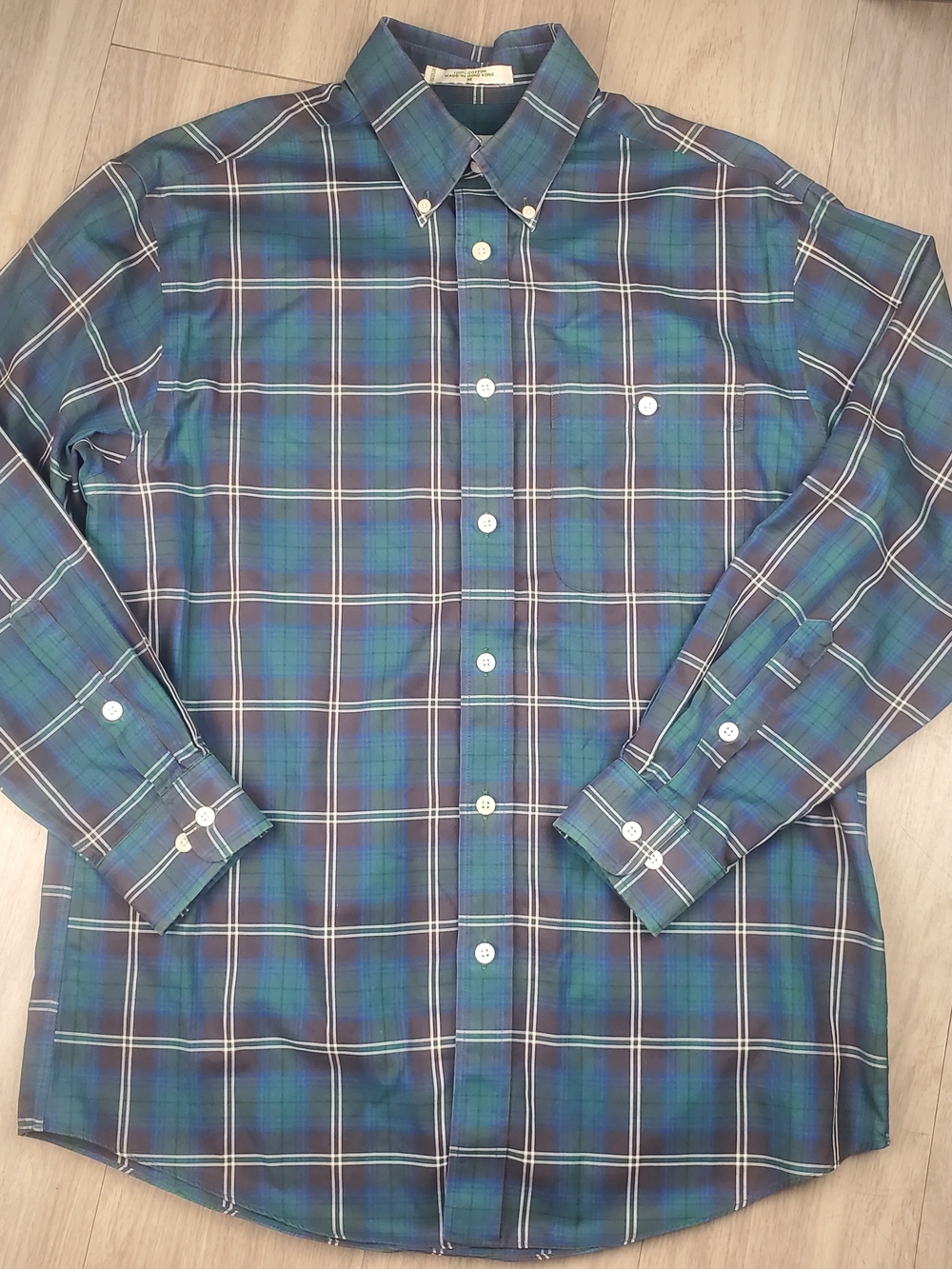 Orvis Comfort Zone Shirt Mens Medium Black Watch Plaid Cotton